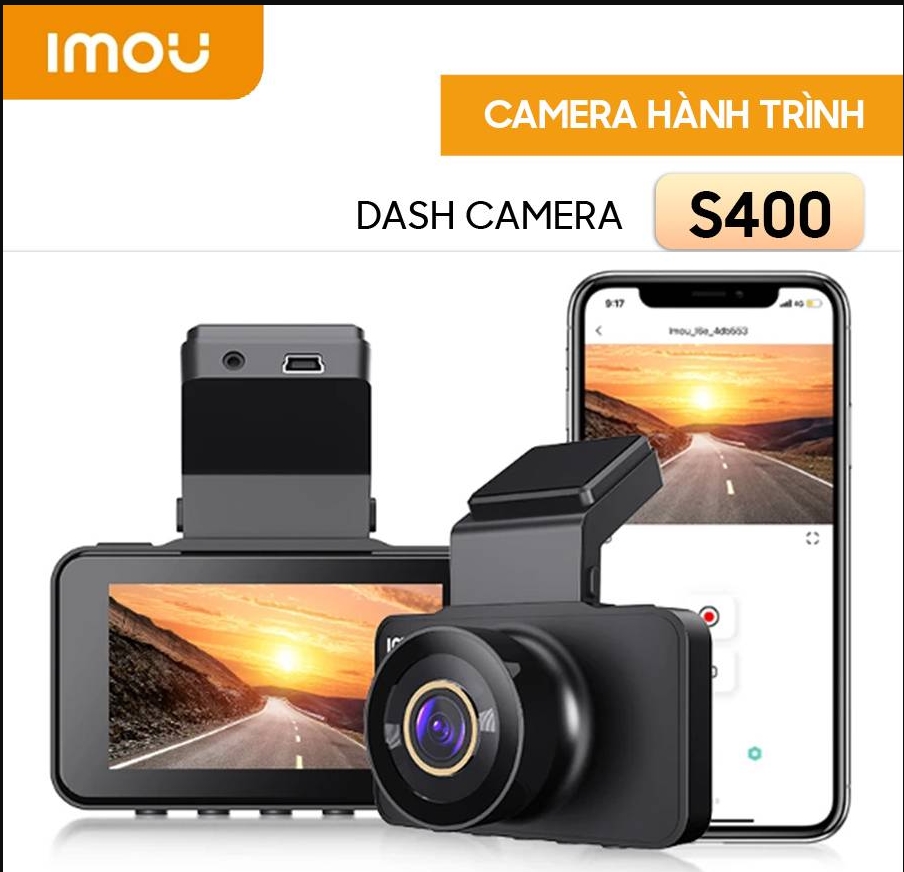 Camera hành trình IMOU S400, 4MP 1440P, F2.2. Chuẩn H265, màn hình 3inch, Wifi, góc rộng 124 | Điều khiển bằng giọng nói (Tiếng Anh) | Cảm biến G-sensor, tự động khóa video khi xảy ra va chạm | Hỗ trở thẻ nhớ lên đến 128GB | Chịu được thời tiết khắc nghiệt | Ống kính góc rộng 124°, khẩu độ F2.0; 12T