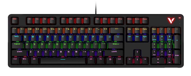 Bàn phím cơ gaming có dây Rapoo V500 Pro V2 Black (Red switch) | Chuẩn kết nối: Dây USB | Layout Fullsize 104 phím | Đèn LED Rainbow với 5 hiệu ứng màu sắc, LED viền RGB | Cover từ tính có thể tháo rời | Mặt dưới có các rãnh đi dây; 12T