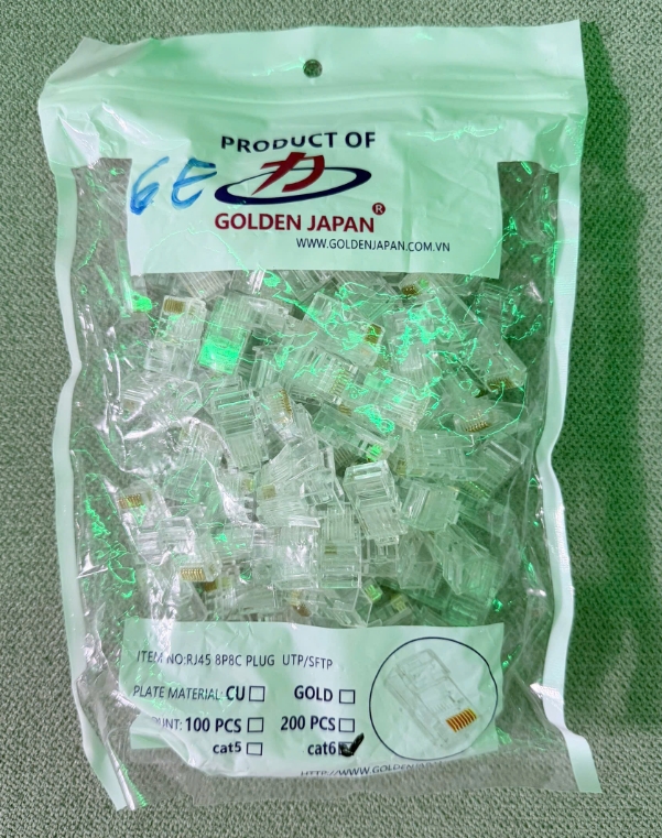 Hạt Mạng Golden Japan Cat6 (Hạt lệch, chân đồng to dày) loại tốt nhất | KoV