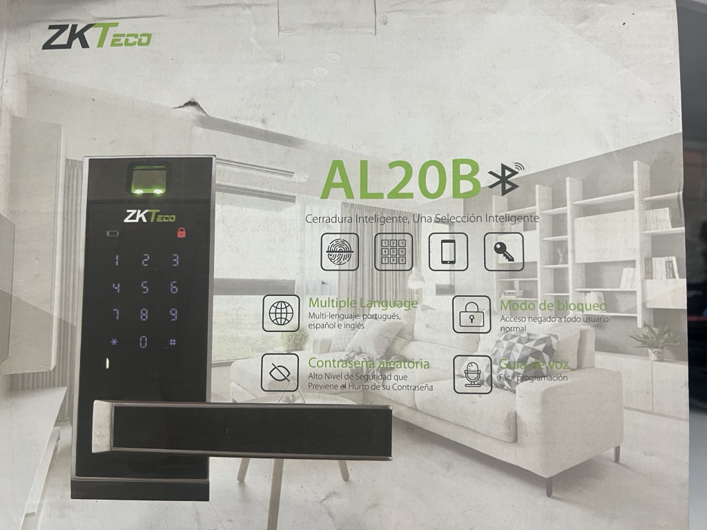 Khóa cửa vân tay thông minh ZKTECO AL20B sử dụng mật khẩu / chìa khóa / Bluetooth, vỏ kim loại, phím số cảm ứng, chốt cửa có thể đảo chiều | Vân tay: 100; 12T