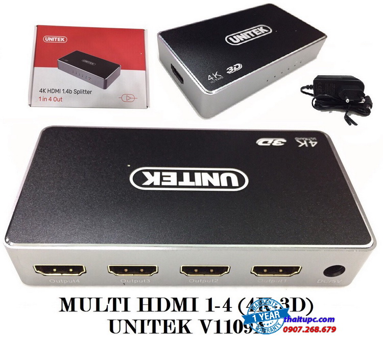 Hộp chia HDMI 1-4 Unitek V1109A; 03T