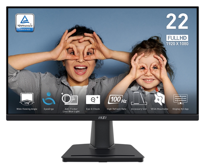 Màn Hình MSI PRO MP225V | 21.45 inch - VA - FHD - 1920 x 1080 - 100Hz - 1ms | 1x HDMI™ (1.4), 1x D-Sub (VGA); 24T