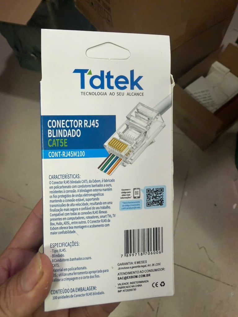 Hạt Mạng Tdtek Cat5e Loại tốt | Hộp 100 cái; V+8%