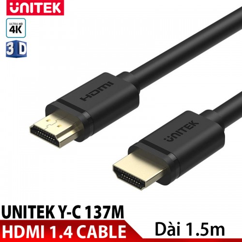 Cáp HDMI 1.4 4K 1.5m Y-C137U Unitek; 12T Full VAT