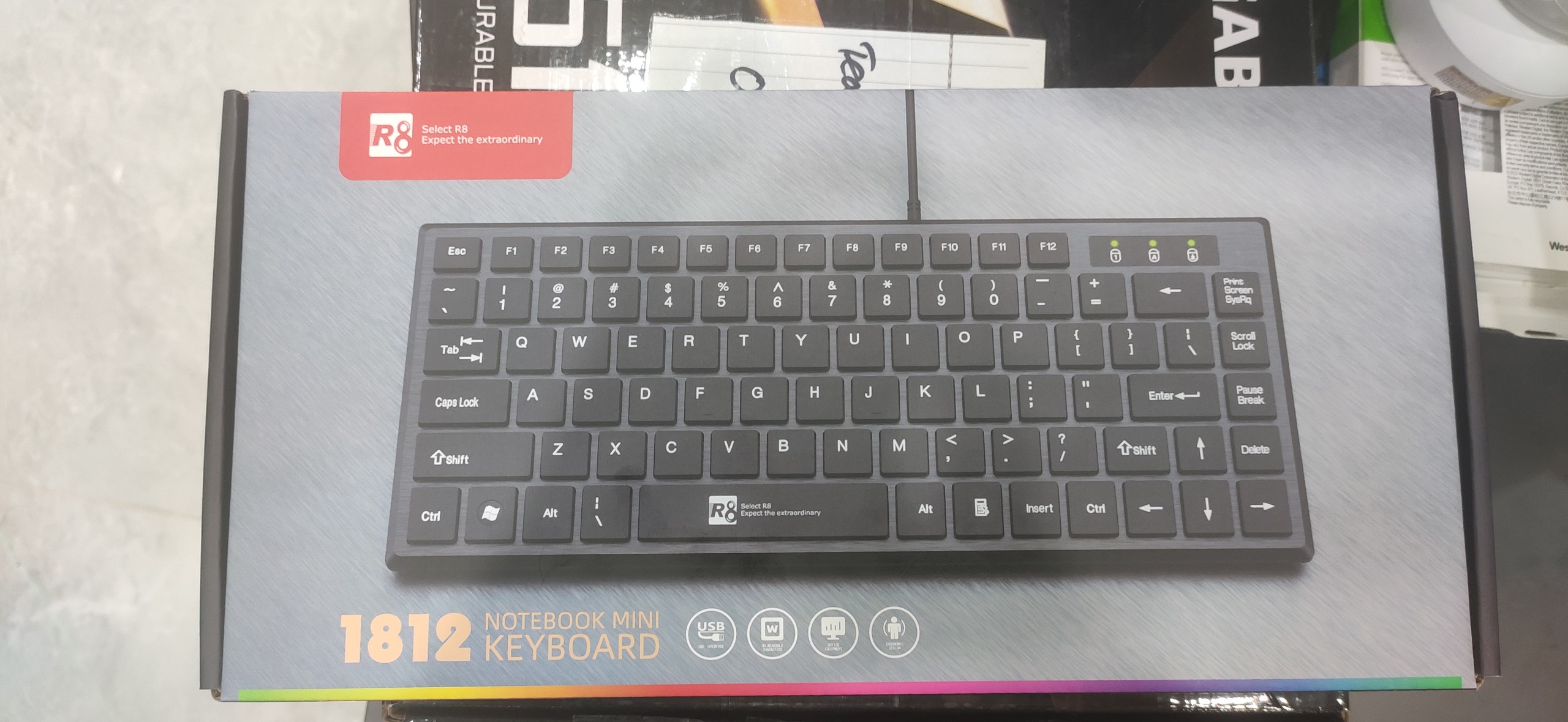 Keyboard Mini R8 Kb 1814 Keyboard mini USB Black KB-1812 R8 Mới | FV; 06T