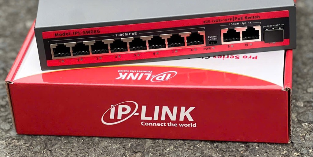 SWITCH POE IP-LINK IPL-SW08G/ 8 Poe 1G + 2 uplink 1G + 1SFP 1G/ Đỏ; 24T