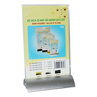 Kệ Mica 02 Mặt Đế Nhôm Cao Cấp A6 E40 (10 x 15cm)