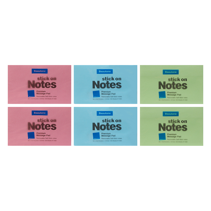 Lốc 6 Xấp Giấy Note Beautone (76.2 x 127 mm) - Màu Ngẫu Nhiên