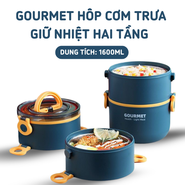 Hộp cơm trưa giữ nhiệt 2 tầng- dung tích 1600ml