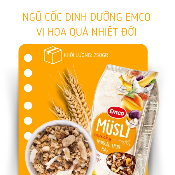 Ngũ cốc Emco vị hoa quả nhiệt đới túi 750gr