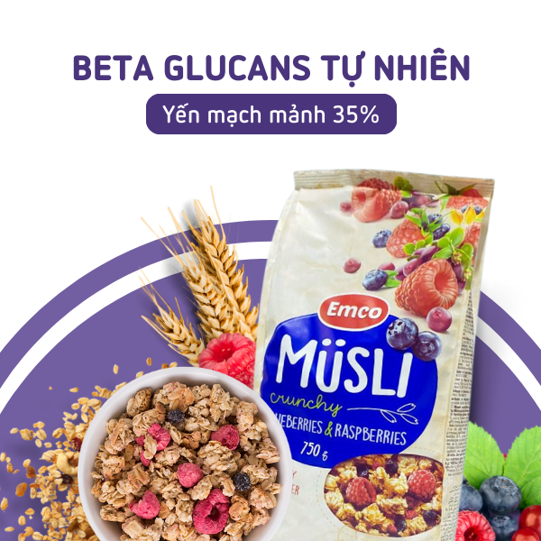Ngũ cốc Emco vị việt quất và mâm xôi túi 750gr