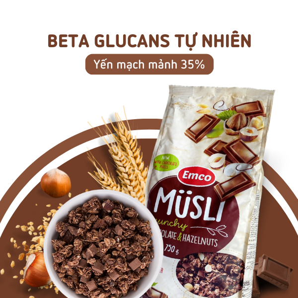 Ngũ cốc Emco vị socola và hạt phỉ túi 750gr