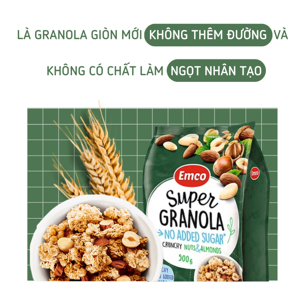 Ngũ cốc Emco không thêm đường vị hạnh nhân túi 500gr
