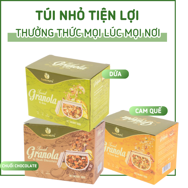 Ngũ cốc granola siêu hạt, gói nhỏ tiện lợi- Hộp 10 gói 350gr