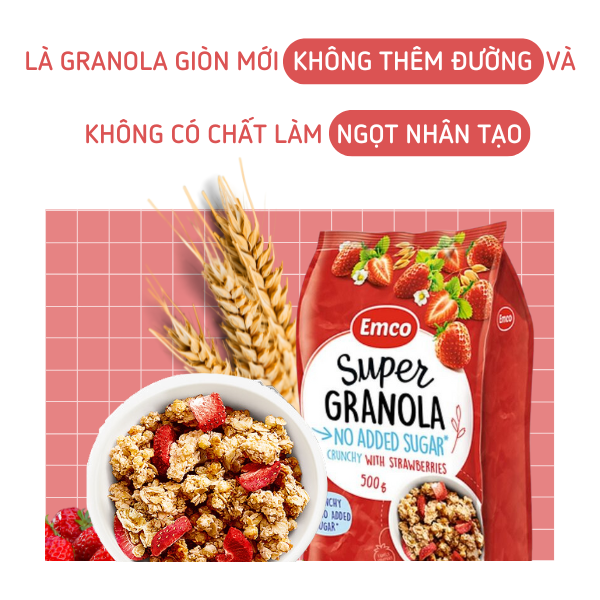 Ngũ cốc Emco không thêm đường vị dâu túi 500gr