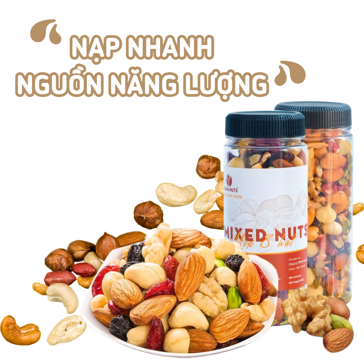 Hạt dinh dưỡng mix 8 loại TANU NUTS, ngũ cốc granola siêu hạt ăn kiêng giảm cân, ngũ cốc bà bầu