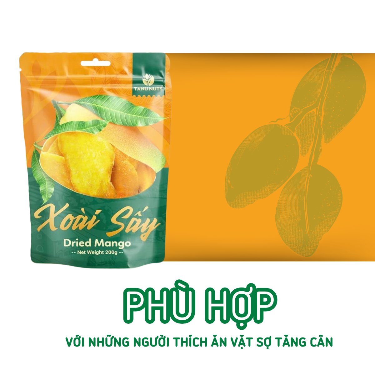 Xoài sấy dẻo Tanu Nuts 200g [Ăn vặt]