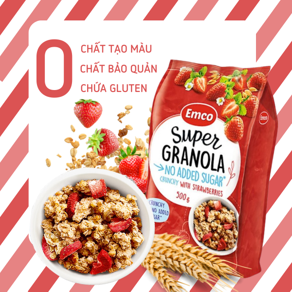 Ngũ cốc Emco không thêm đường vị dâu túi 500gr