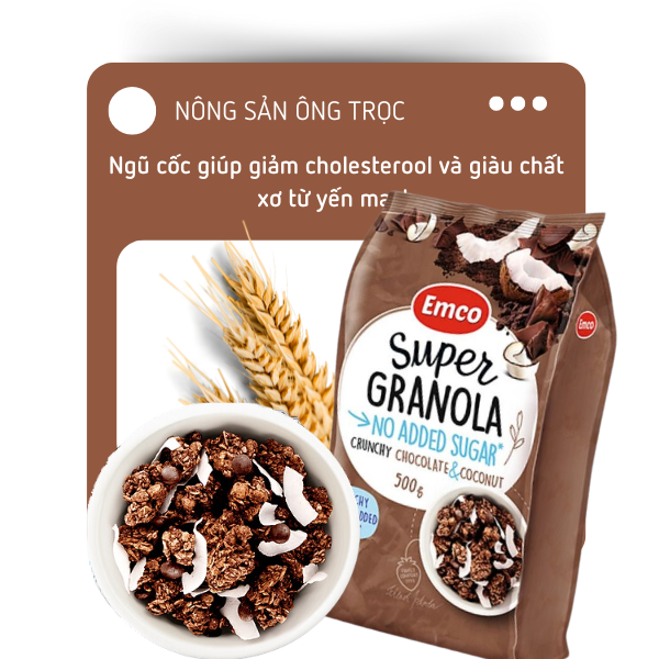 Ngũ cốc Emco không thêm đường vị socola và dừa túi 500gr