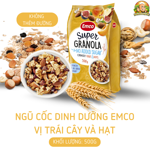 Ngũ cốc Emco không thêm đường vị trái cây và các loại hạt túi 500gr