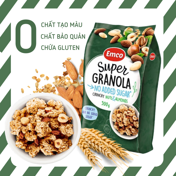 Ngũ cốc Emco không thêm đường vị hạnh nhân túi 500gr