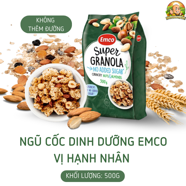 Ngũ cốc Emco không thêm đường vị hạnh nhân túi 500gr