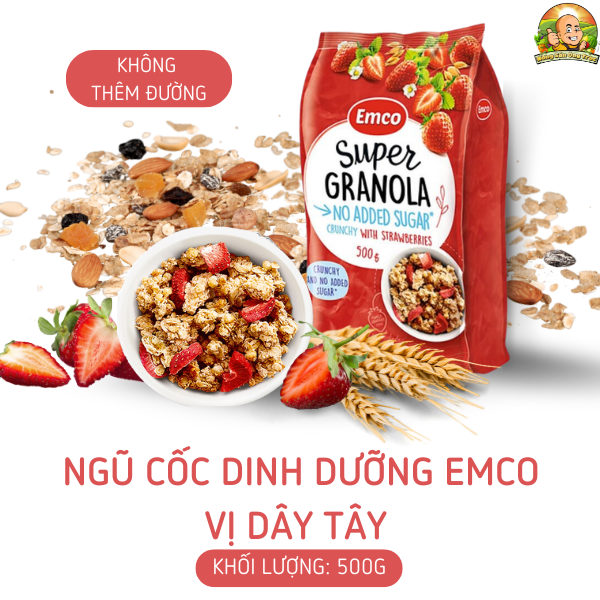 Ngũ cốc Emco không thêm đường vị dâu túi 500gr