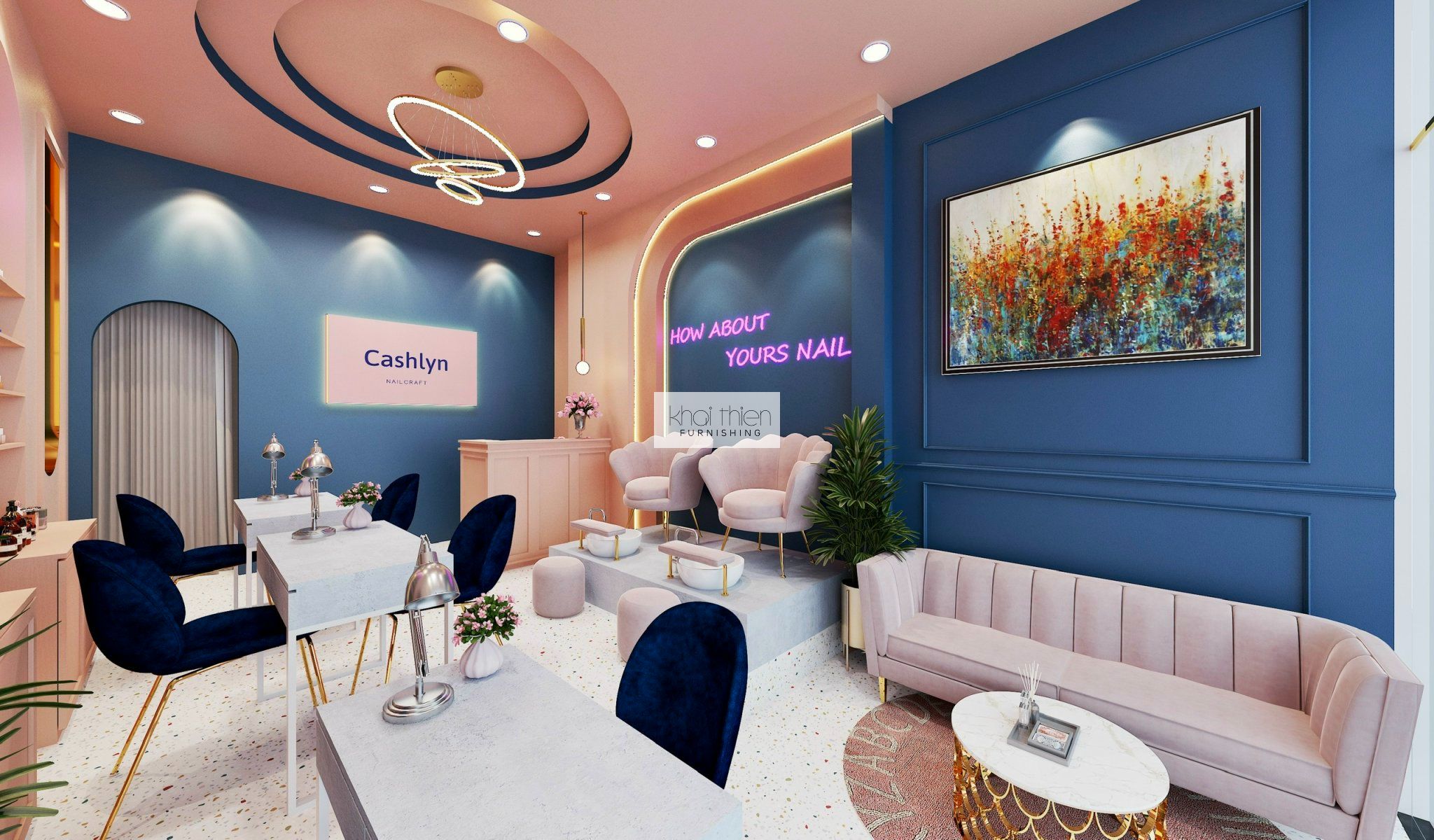 Thiết kế nội thất và thi công hoàn hiện cải tạo Tiệm Nail Cashlyn Tại đường 3/2