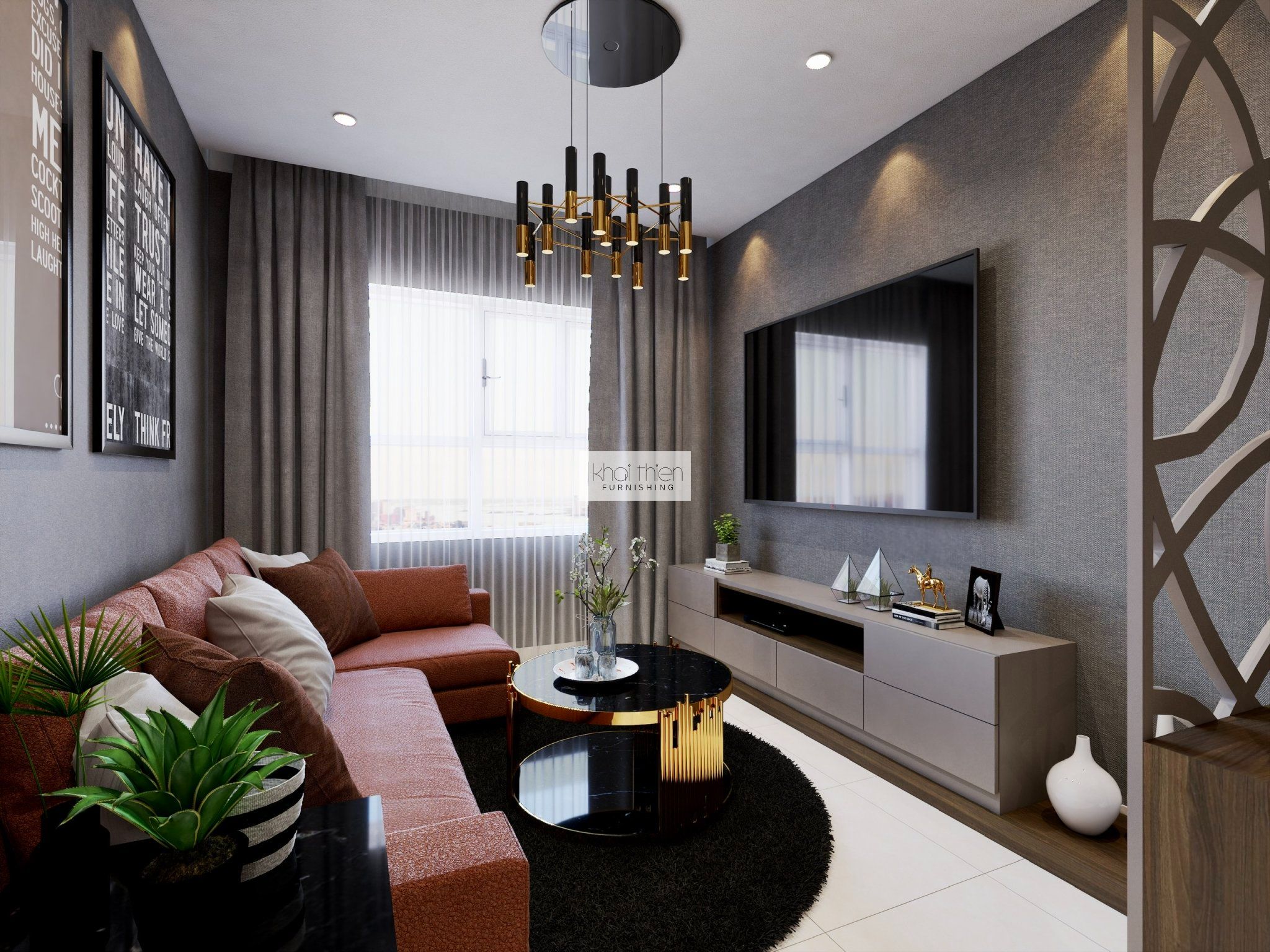 Thiết kế nội thất và thi công cải tạo hoàn thiện căn hộ hai phòng ngủ anh Thông