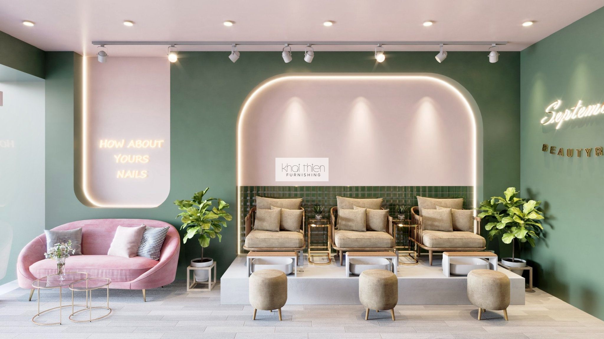 Thiết kế nội thất và thi công hoàn hiện cải tạo September Nail & Decor 186 Trương Vĩnh Ký, Quận Tân Phú