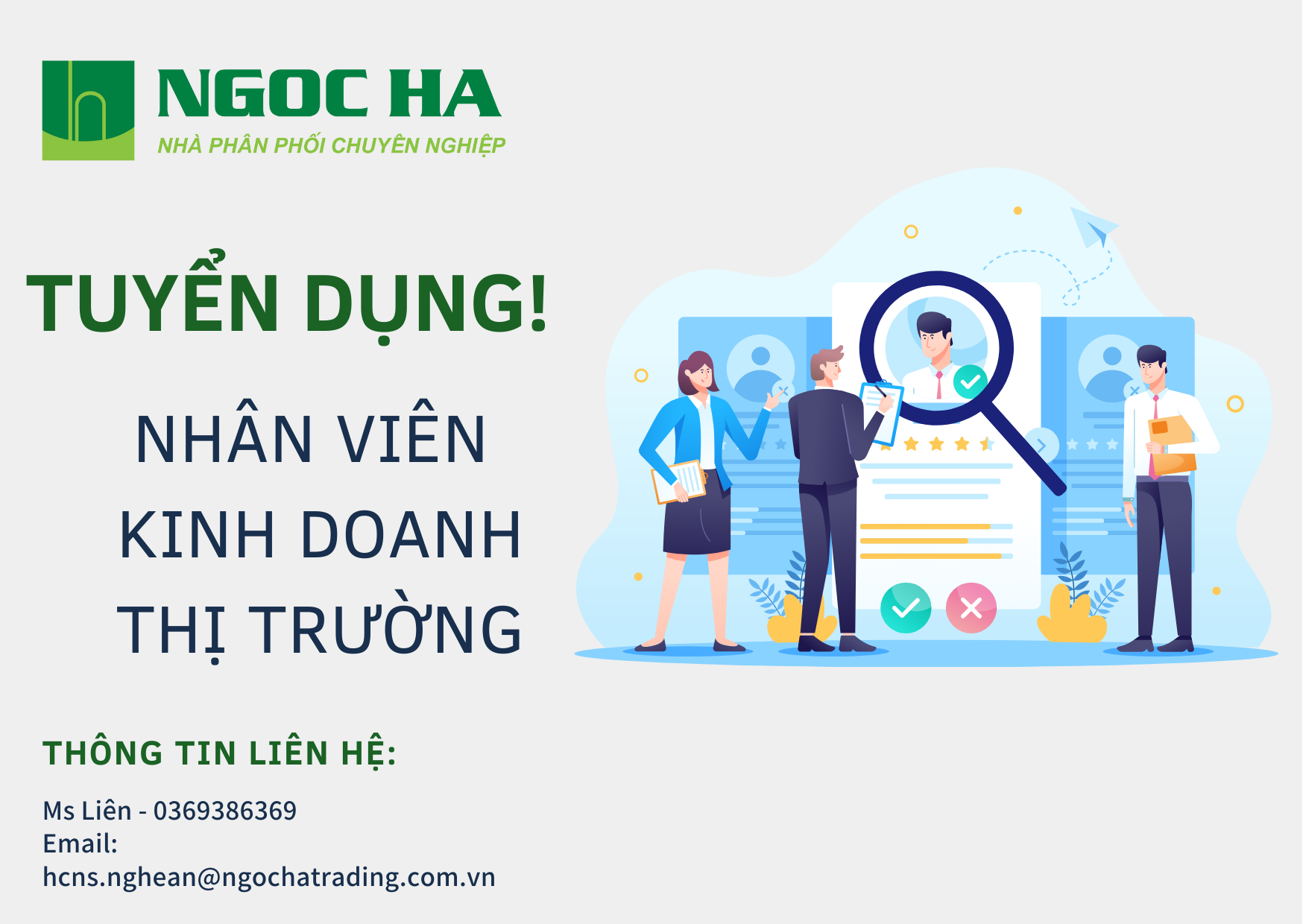 NGỌC HÀ - CHI NHÁNH NGHỆ AN TUYỂN NHÂN VIÊN KINH DOANH THỊ TRƯỜNG