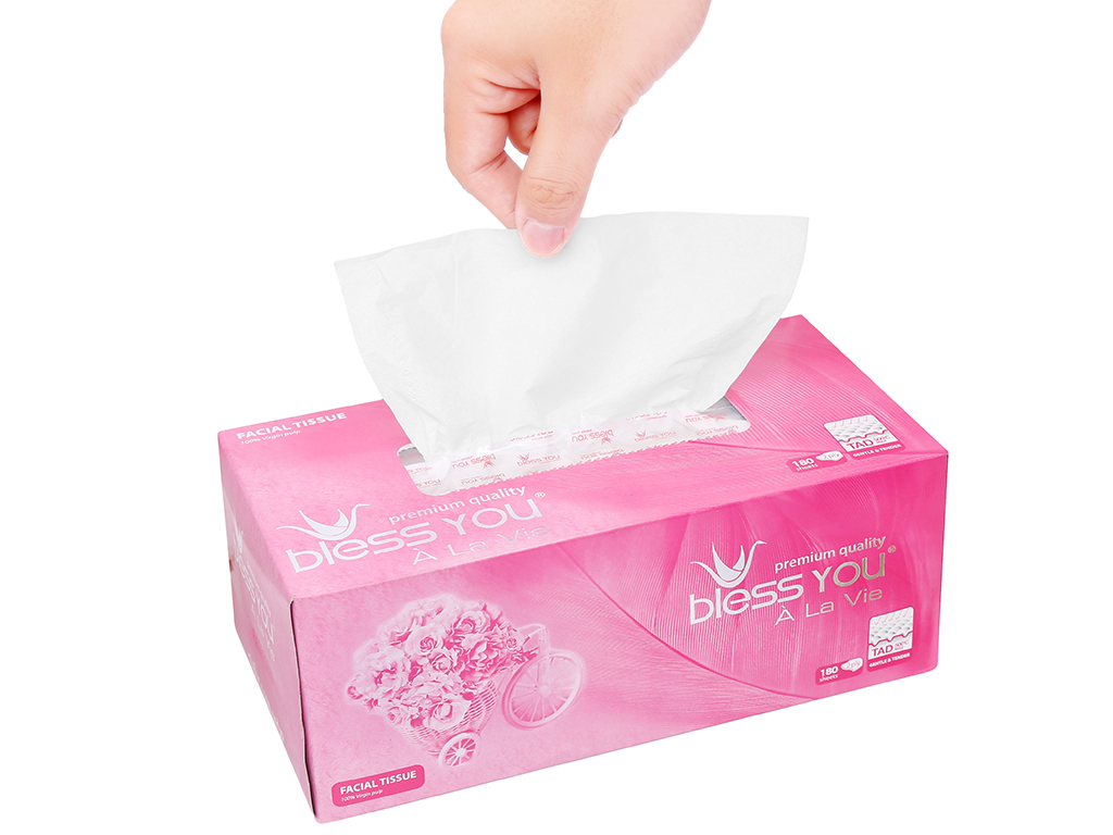 Hộp giấy lụa cao cấp Blessyou 2 lớp hộp 180 tờ