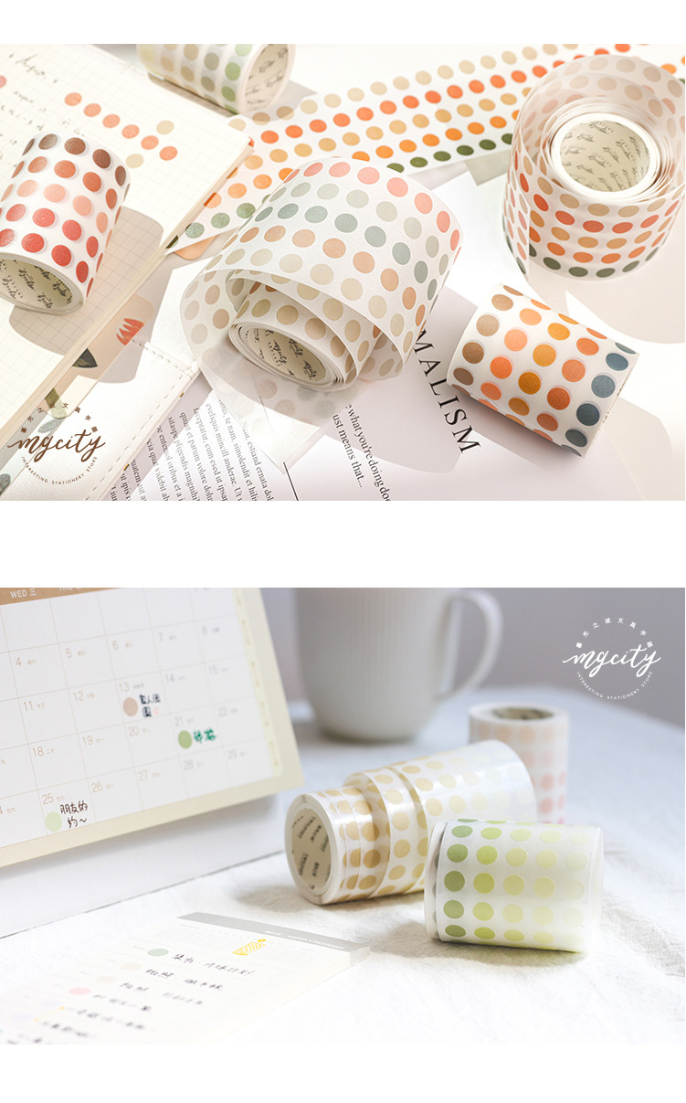 Cuộn washi tape chấm tròn trang trí sổ bullet journal 5m DecorMe ...