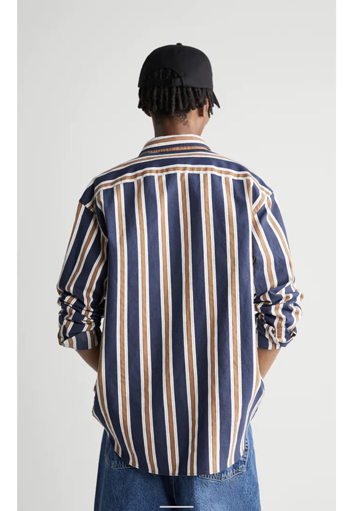 STRIPED TEXTURED SHIRT NAVY BLUE