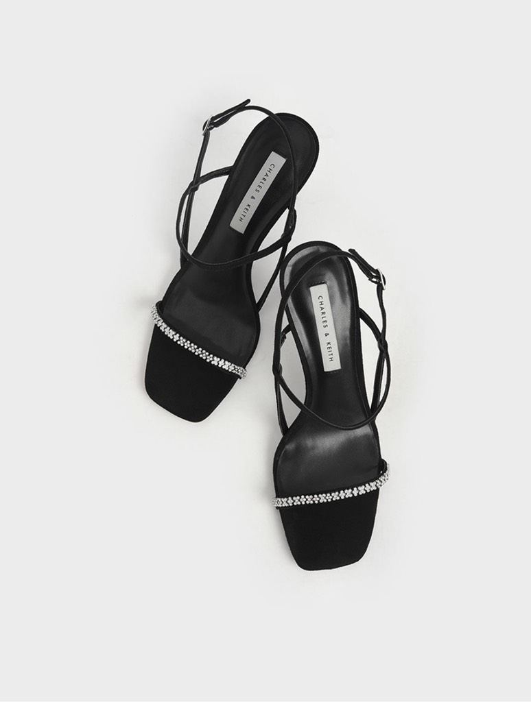 Textured Gem-Embellished Strappy Sandals