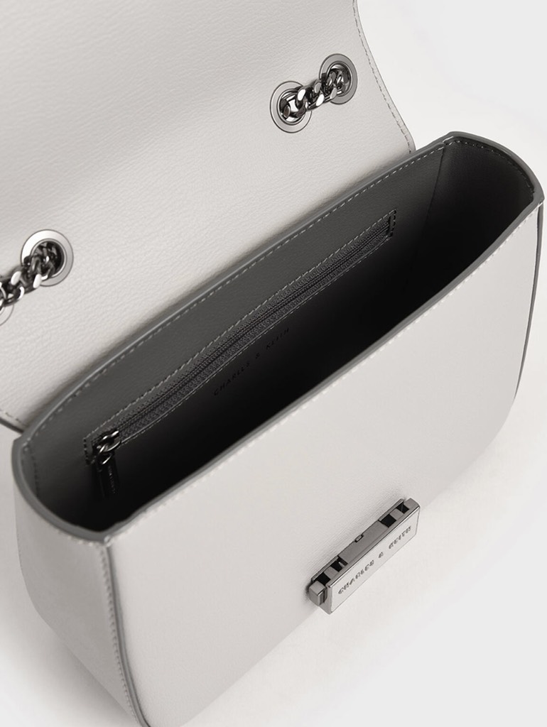 Double Chain Link Crossbody Bag - Grey