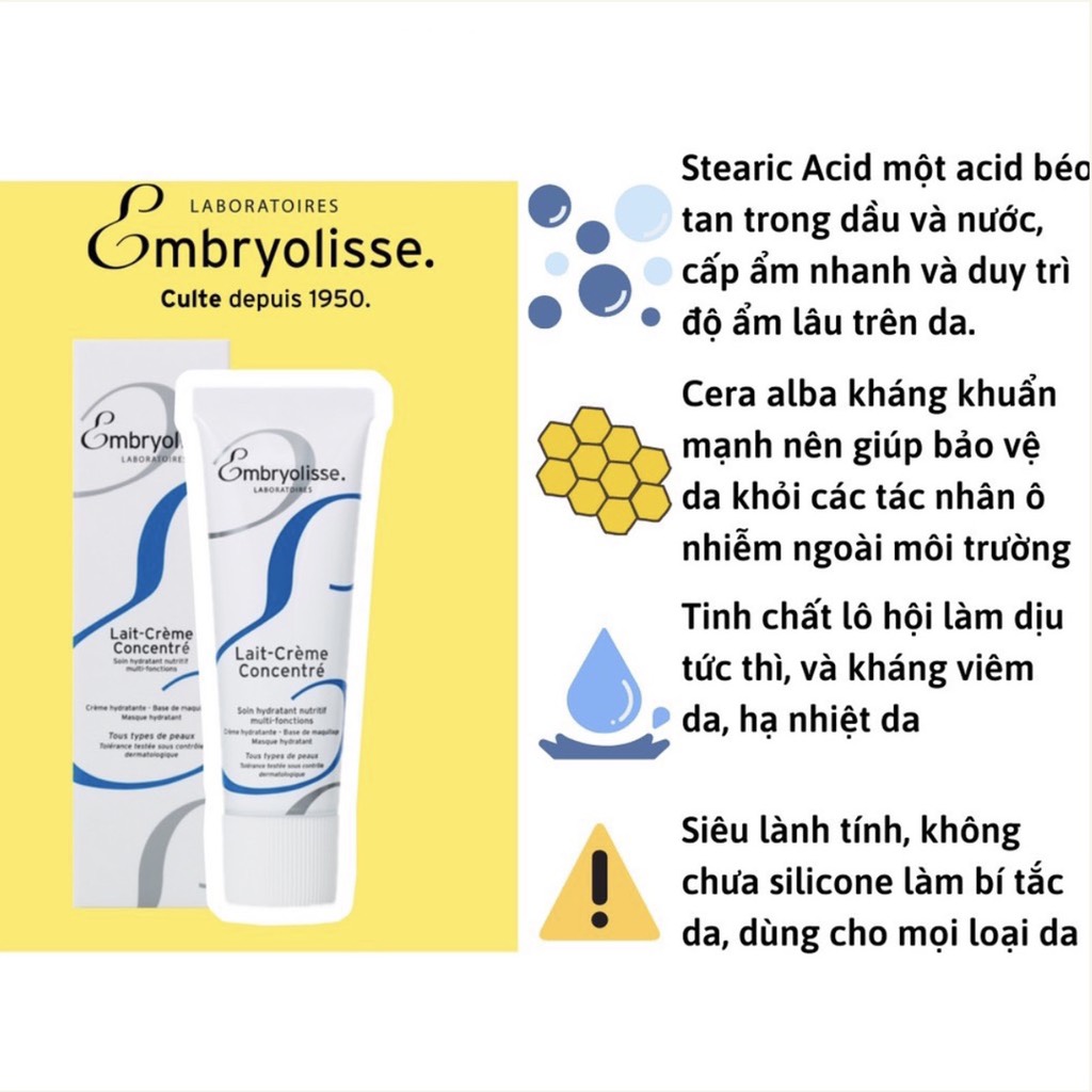 Kem Siêu Dưỡng Ẩm Phục Hồi Da Embryolisse Lait Crème Concentré 75ml