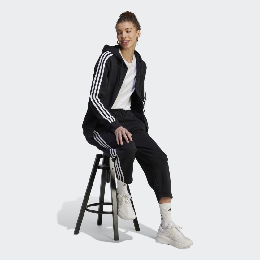 [ ADIDAS ] ESSENTIALS 3-STRIPES FULL-ZIP FLEECE HOODIE