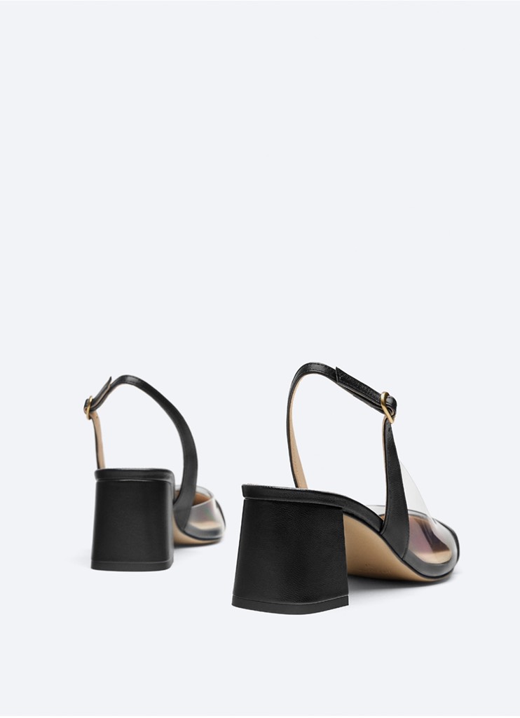 VINYL SLINGBACK SHOES WITH LEATHER TOECAP