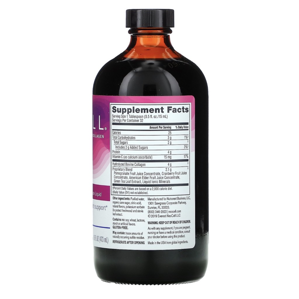 Nước uống bổ sung Collagen + C Pomegranate Liquid, 4 g, 16 fl oz (473 ml)