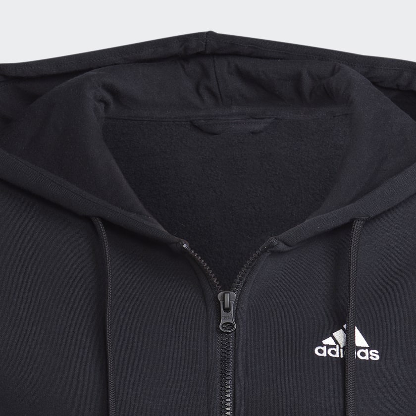 [ ADIDAS ] ESSENTIALS 3-STRIPES FULL-ZIP FLEECE HOODIE