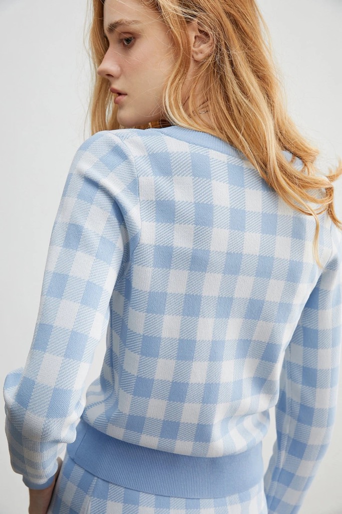 Ophelia Pink Checkered Cardigan - Pink