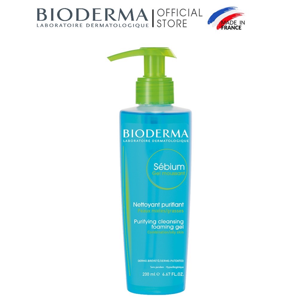 Gel rửa mặt tạo bọt, không chứa xà phòng Bioderma Sebium Gel Moussant - 200ml