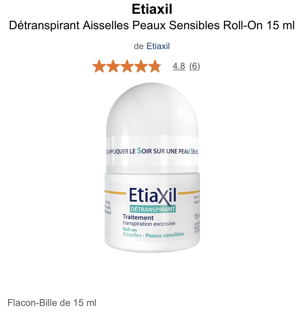 Lăn khử mùi Etiaxil Roll-On Armpit Detranspirant Sensitive Skin 15ml