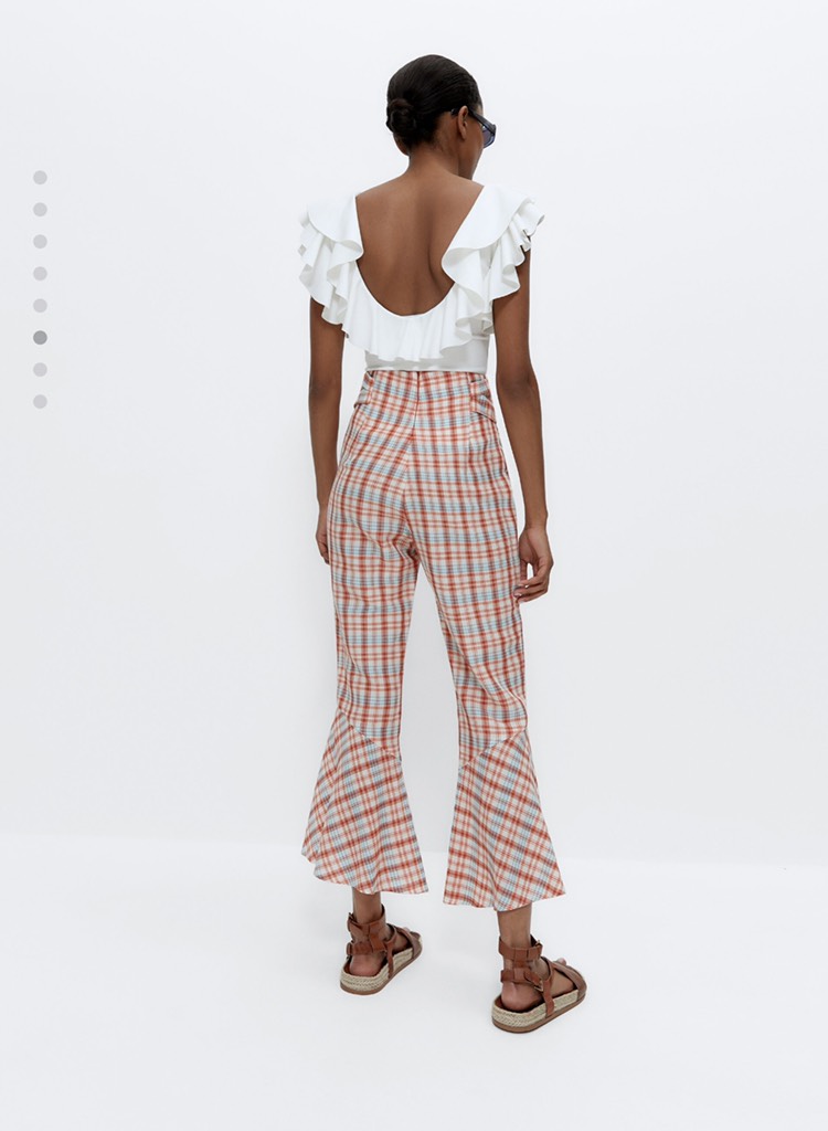 CHECED TROUSERS WITH RUFFLE