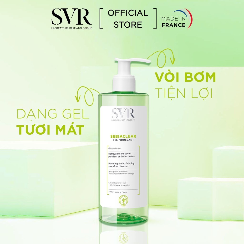 [Bill Pháp] Gel rửa mặt SVR Sebiaclear Gel Moussant 400ml