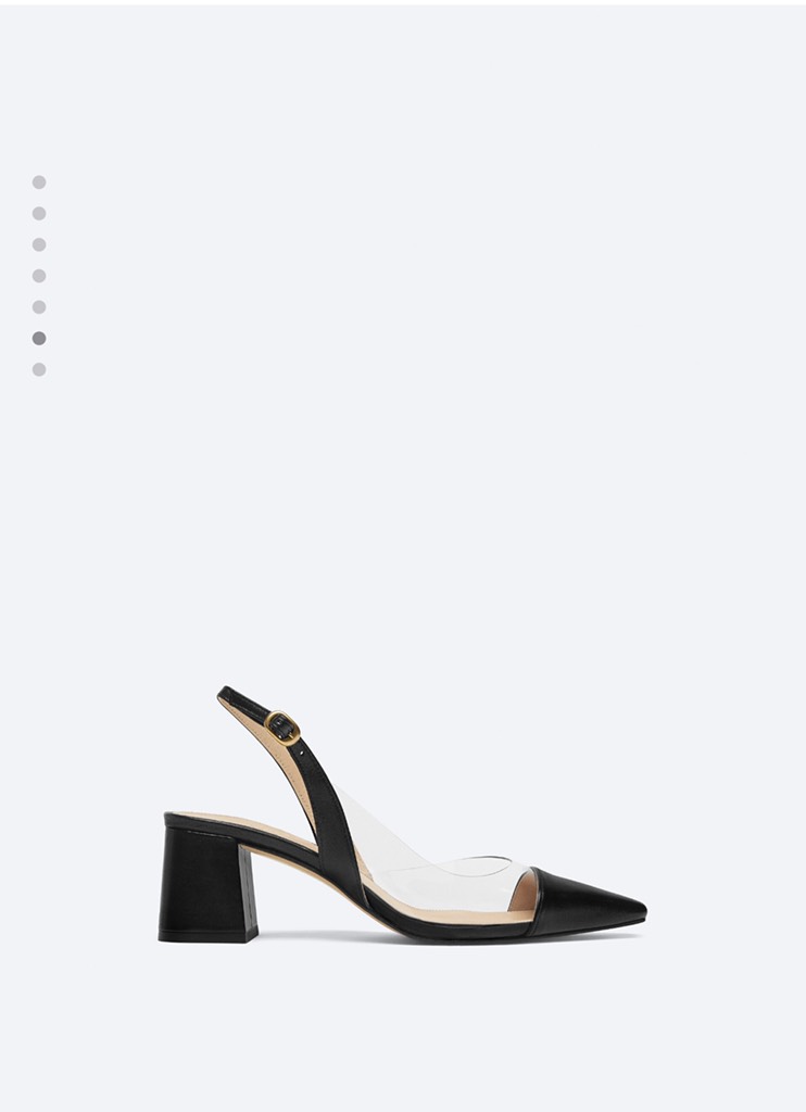 VINYL SLINGBACK SHOES WITH LEATHER TOECAP