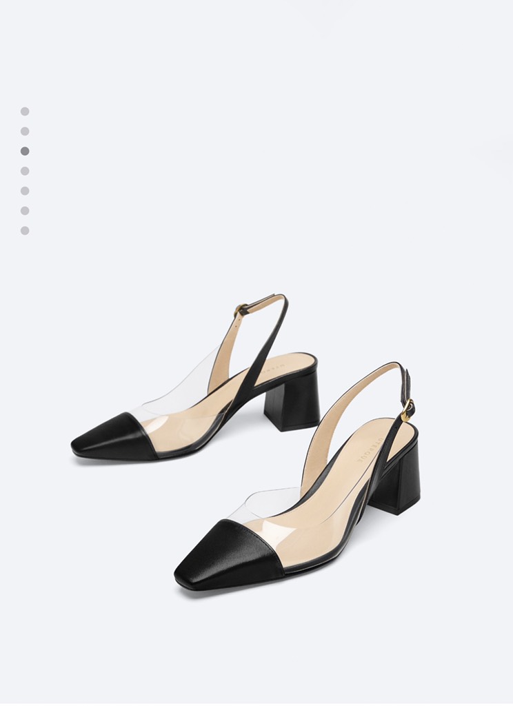 VINYL SLINGBACK SHOES WITH LEATHER TOECAP