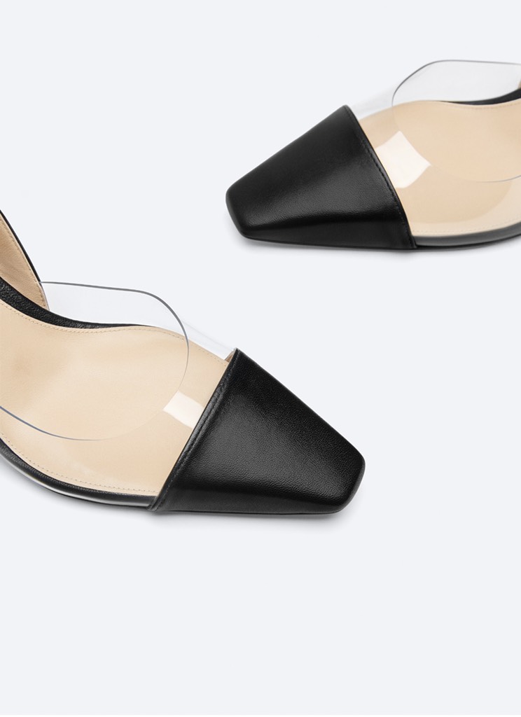VINYL SLINGBACK SHOES WITH LEATHER TOECAP