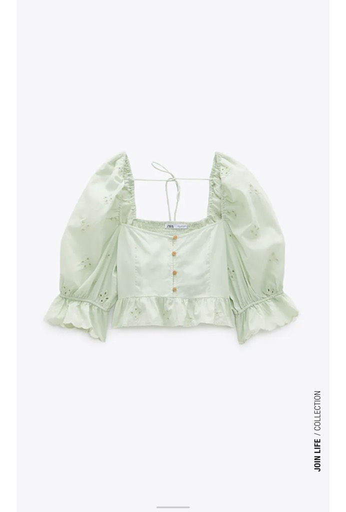 BLOUSE WITH CUTWORK EMBROIDERY SEA GREEN